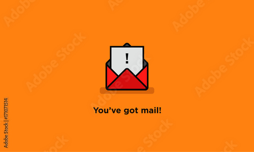 'You've Got Mail' Written Inside An Envelope Letter (Line Icon in Flat Style Vector Illustration Design)