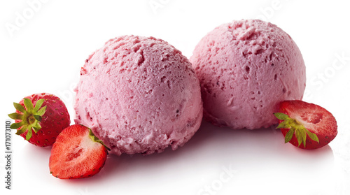 Two strawberry ice cream balls