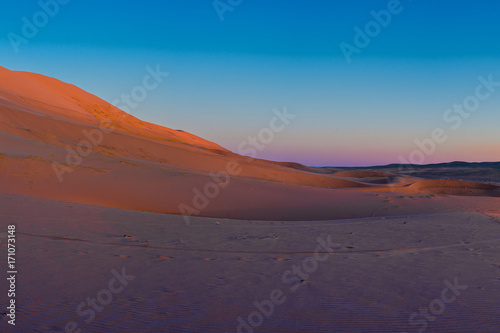 landscape of beautiful sandy desert in evening   