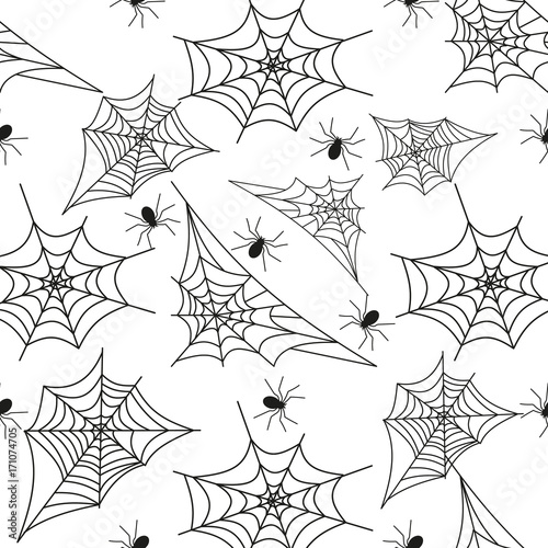 Cobweb seamless pattern background spider web halloween black vector