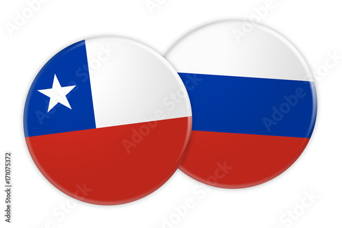 Free Download News Concept: Chile Flag Button On Russia Flag Button, 3d illustration on white background - GFXLoad