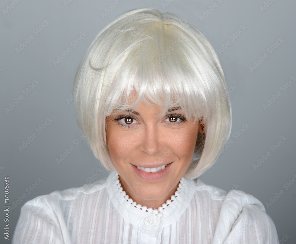 Beautiful Platinum Blonde woman on Grey Beautiful Platinum Blonde woman on Grey
