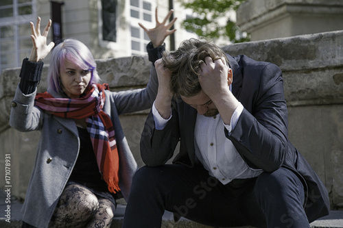 Φωτογραφία Young couple is having a quarrel