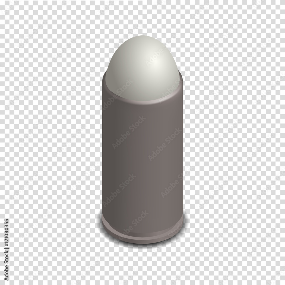 Photorealistic cartridge with a bullet in isometric, vector illustration. Photorealistic cartridge with a bullet in isometric, vector illustration.