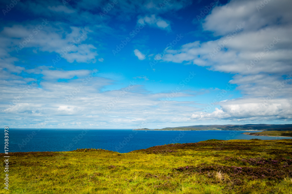 view towards the scottish coast in wester ross in the north west corner of scotland