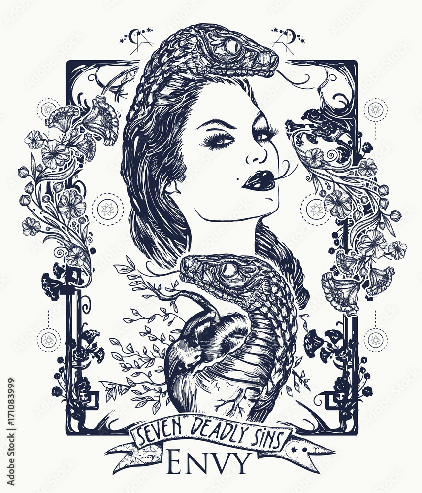 Lust. Latin Word Luxuria Means Sexual Desire. Seven Deadly Sins Concept on  Black Background Stock Illustration - Illustration of luxuria, engraved:  121925946