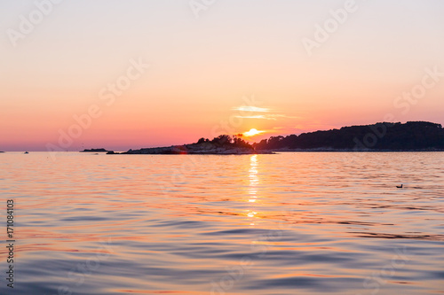 Sunset at sea in Rovinj