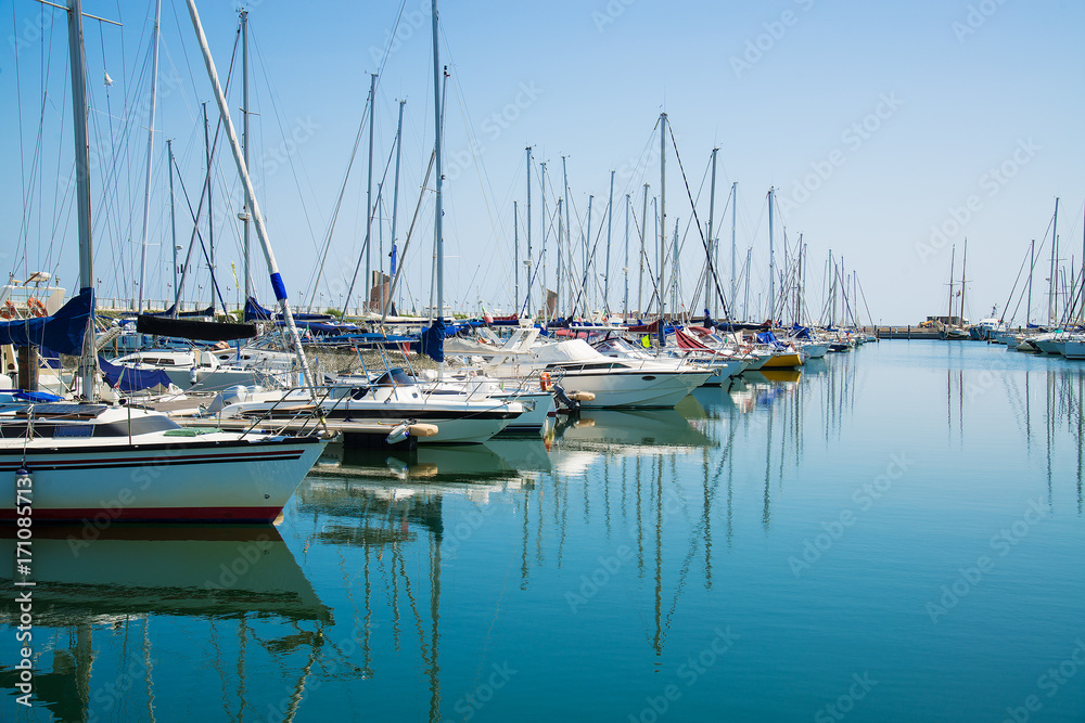 Yachts in the port waiting. Rimini, Italy. Yachts in the port waiting. Rimini, Italy.