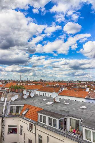 Berlin, Germany, top view. Red roofs and beautiful sky