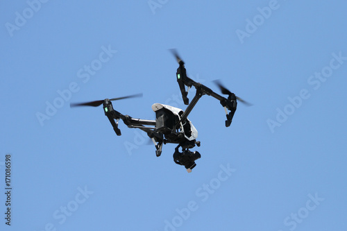 Black quadcopter helicopter