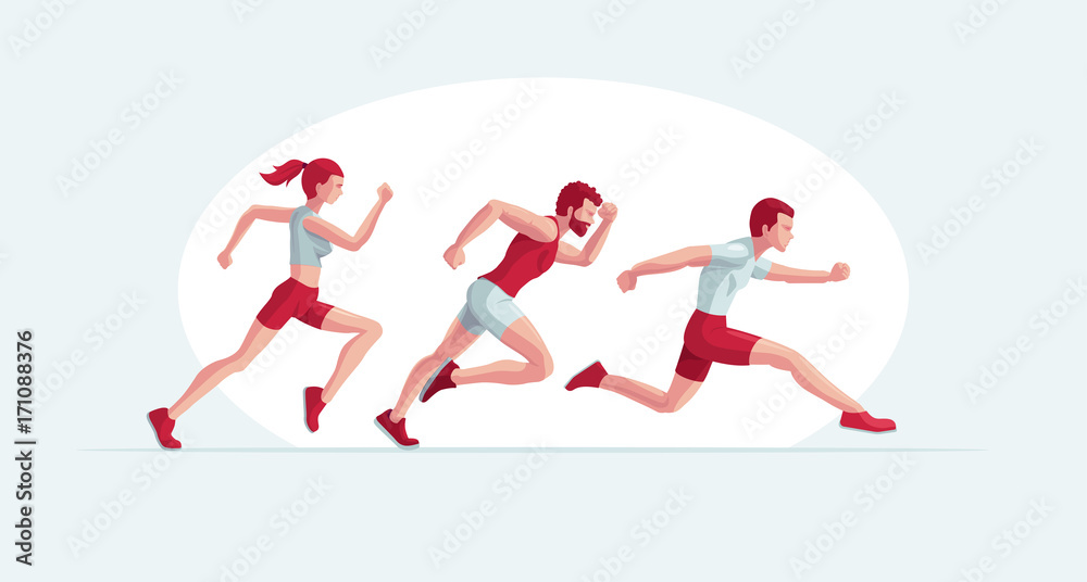 Running people vector illustration