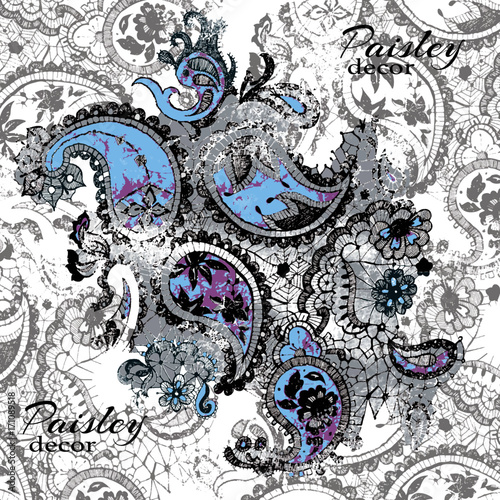 Paisly decoration hand drown element for your design