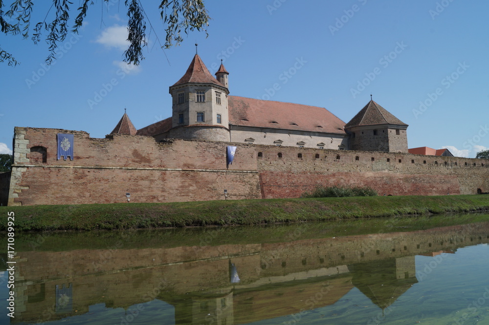 Picture with Fagaras fortress (1310), Brasov, Romania