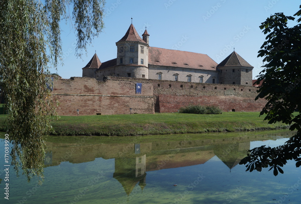 Picture with Fagaras fortress (1310), Brasov, Romania