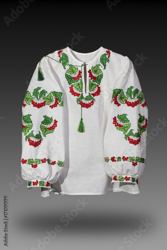 Ukrainian national shirt embroidered smoothly. © Nedilko