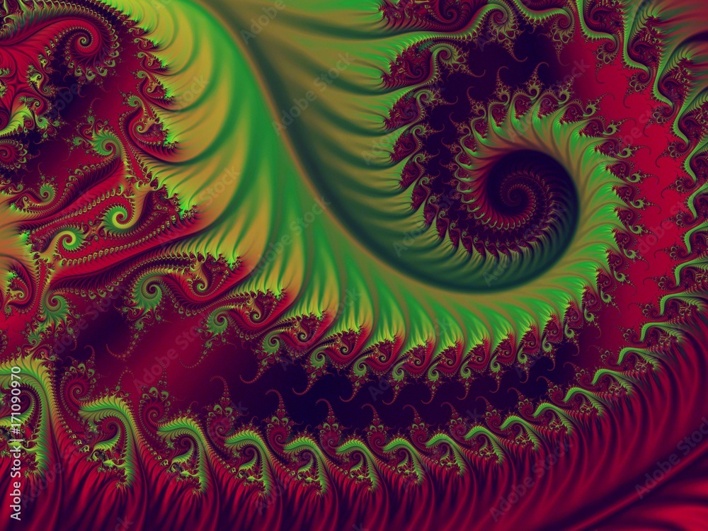 Abstract Red and Green Helix Background - Fractal Art Abstract Red and Green Helix Background - Fractal Art