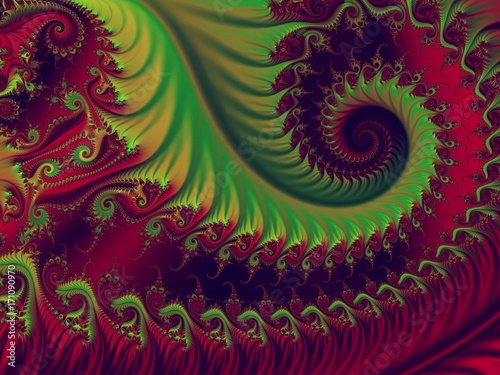  Abstract Red and Green Helix Background - Fractal Art 