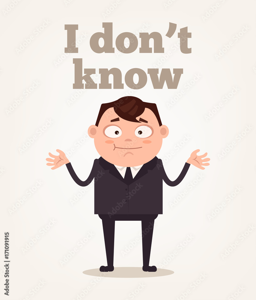 Office worker man character do not understand. Vector flat cartoon illustration Office worker man character do not understand. Vector flat cartoon illustration