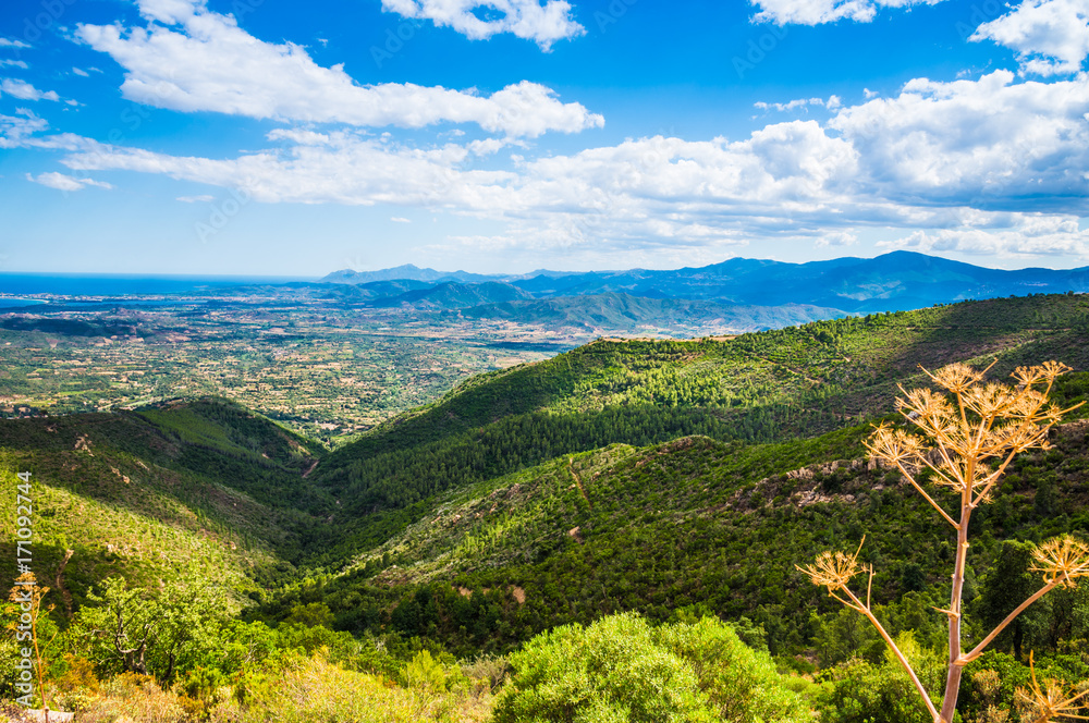 Mountain green valley summer landscape.Sardinia adventure travel, Italy.