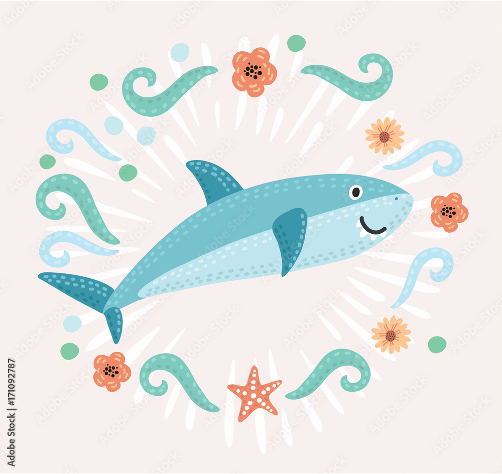 cartoon shark with beachwear and sunglasses smiling welcome cartoon shark with beachwear and sunglasses smiling welcome