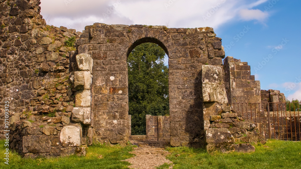The ruins of Mugdock Castle in Mugdock Country Park near Glasgow in Scotland, UK.