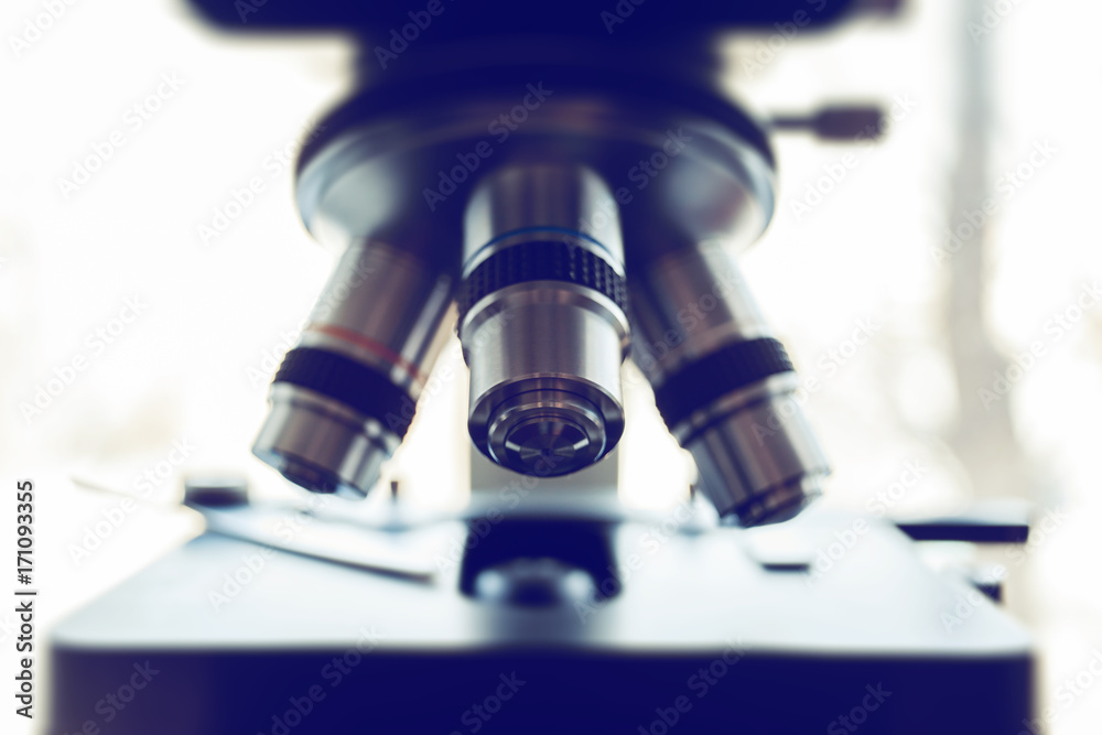 Optical microscope - science and laboratory equipment. Microscope is used for conducting planned, research experiments, educational demonstrations in medical and health institutions, lab. Optical microscope - science and laboratory equipment. Microscope is used for conducting planned, research experiments, educational demonstrations in medical and health institutions, lab.
