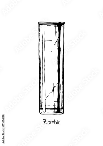 illustration of tumbler glass. Zombie