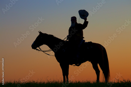 Silhouette of Cowboy with Hat