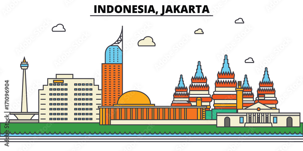 Indonesia, Jakarta. City skyline architecture, buildings, streets