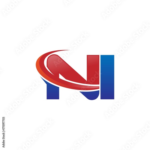 Free Download modern vector initial letters logo swoosh ni red blue - GFXLoad