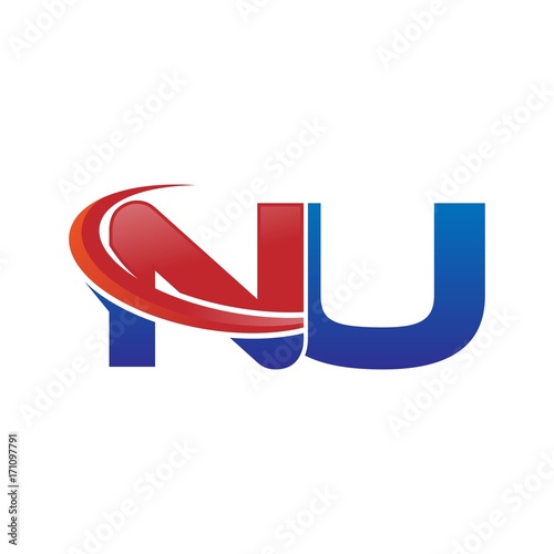 modern vector initial letters logo swoosh nu red blue Free Download modern vector initial letters logo swoosh nu red blue - GFXLoad