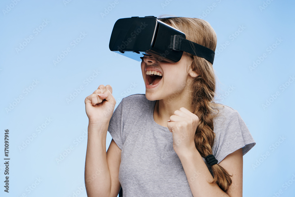 krashenshchina in glasses virtual reality screams, portrait krashenshchina in glasses virtual reality screams, portrait