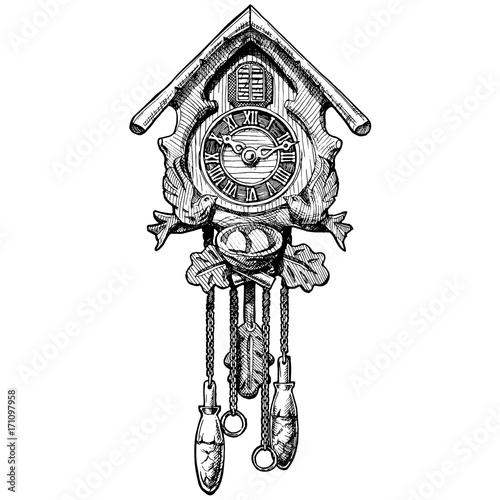 Illustration of old Cuckoo clock