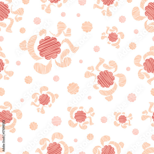 Vintage floral abstract seamless pattern. Pink.  Vector illustration.