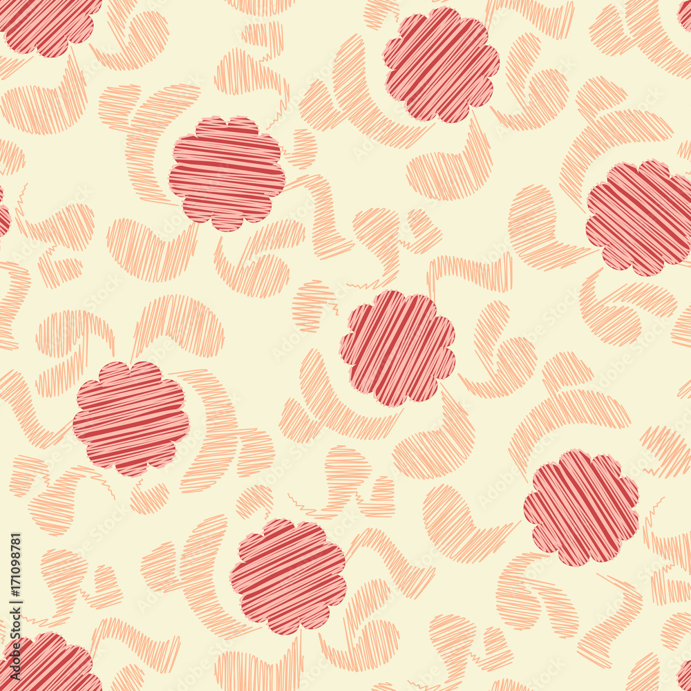 Pink floral abstract seamless pattern. Vector illustration. Pink floral abstract seamless pattern. Vector illustration.