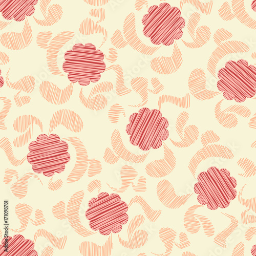 Pink floral abstract seamless pattern. Vector illustration.