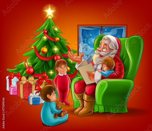 santa claus reading the letter