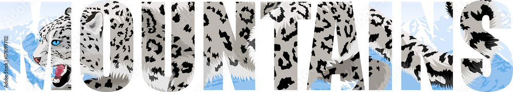 vector mountains snow leopard illustration vector mountains snow leopard illustration