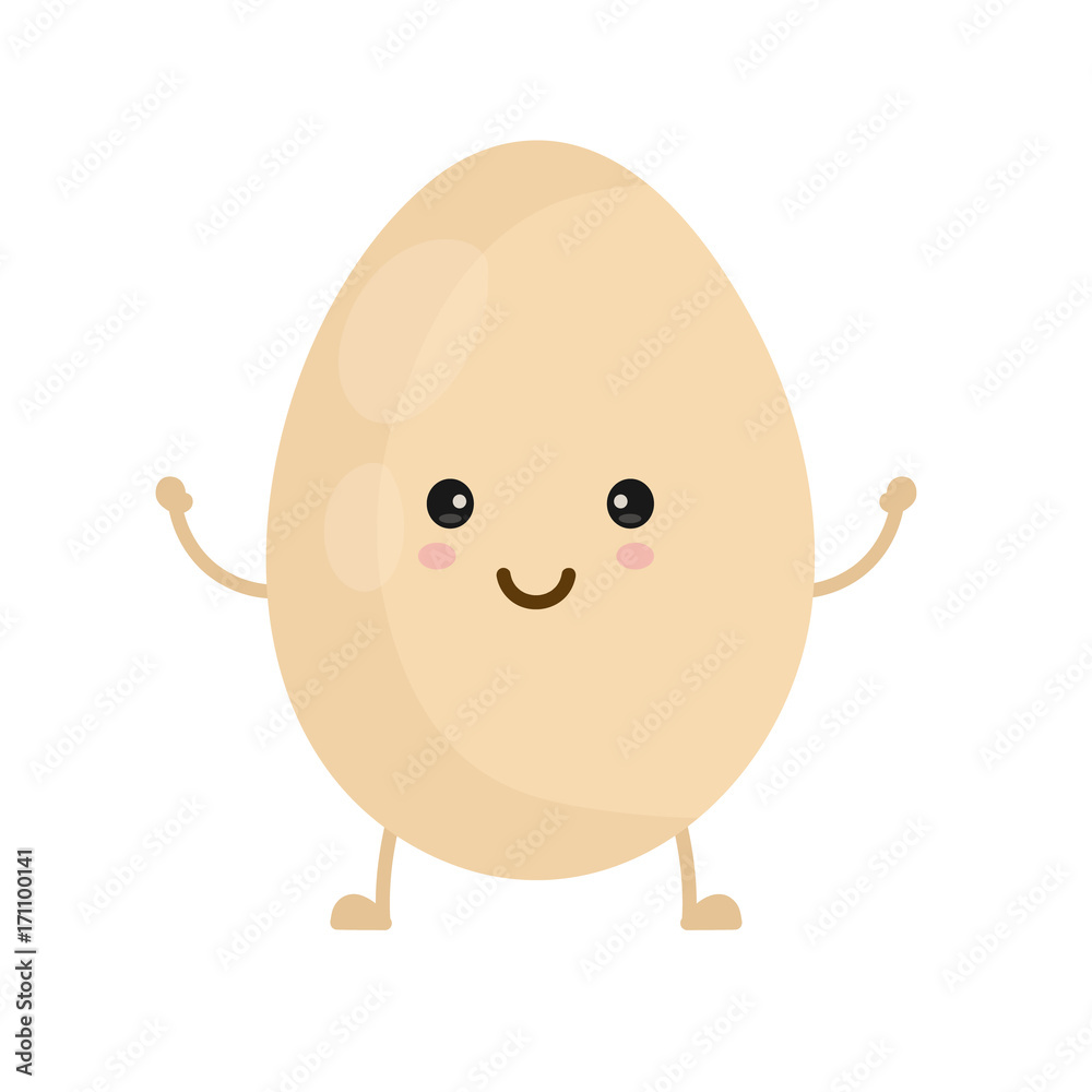 Happy cute smiling egg. Vector flat cartoon Stock Vector | Adobe Stock