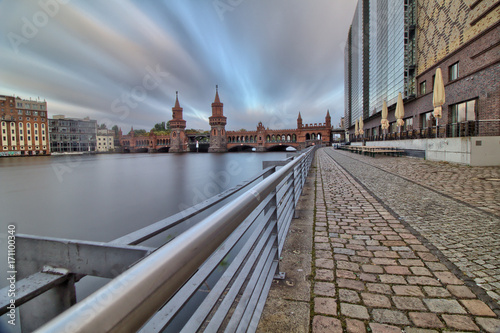 Berlin - Oberbaum bridge - morning panorama on Spree river