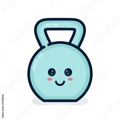 Cute happy smiling dumbbell. Vector 