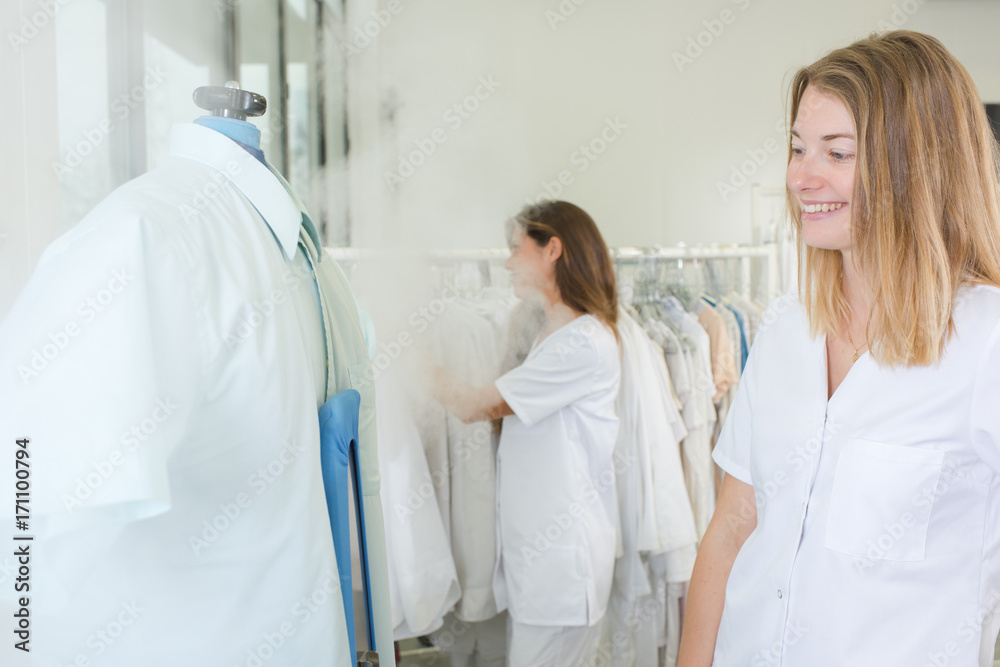 Fototapeta premium happy laundry worker