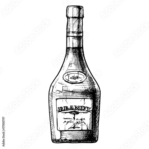 bottles of alcohol. Distilled beverage