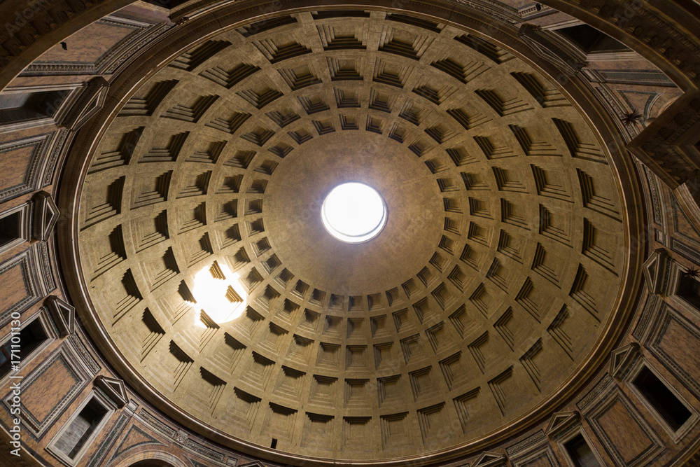 ancient Pantheon church dome in Rome, Italy