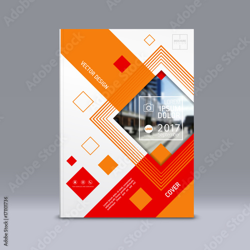 Cover design, corporate brochure template, magazine and flyer layout. Annual report. Geometric and polygonal objects. Vector illustration.