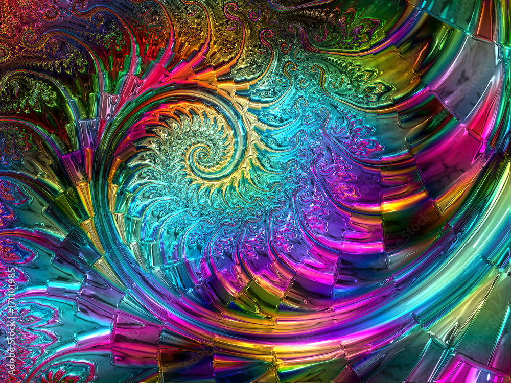 Fototapeta premium Streszczenie Shine Szkło Iridescent Helix Background - Fractal Art
