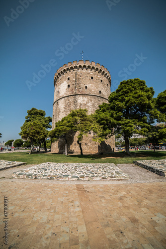 White Tower of Thessaloniki, Greece - Daytime with Wide angle Lens