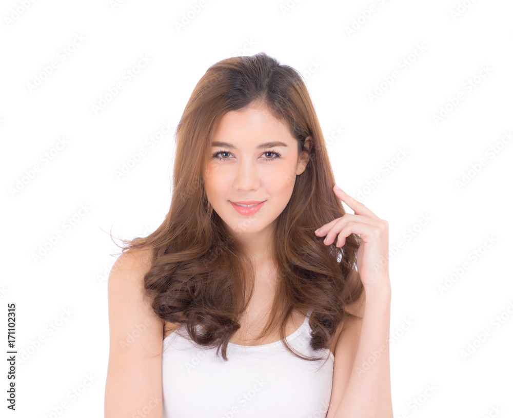 Beautiful girl with makeup, woman and skin care cosmetic concept / attractive asia girl on face isolated on white background. Beautiful girl with makeup, woman and skin care cosmetic concept / attractive asia girl on face isolated on white background.