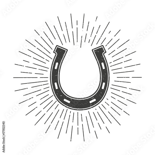 Horse shoe. Vector. Vintage style.