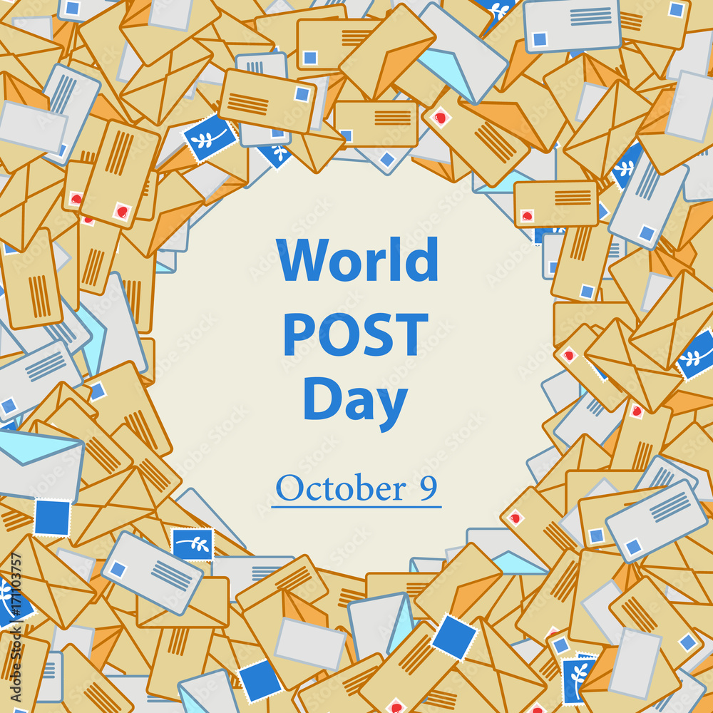 Obraz premium World Post Day, October 9. Vector illustration for you design, card, banner, poster and calendar.